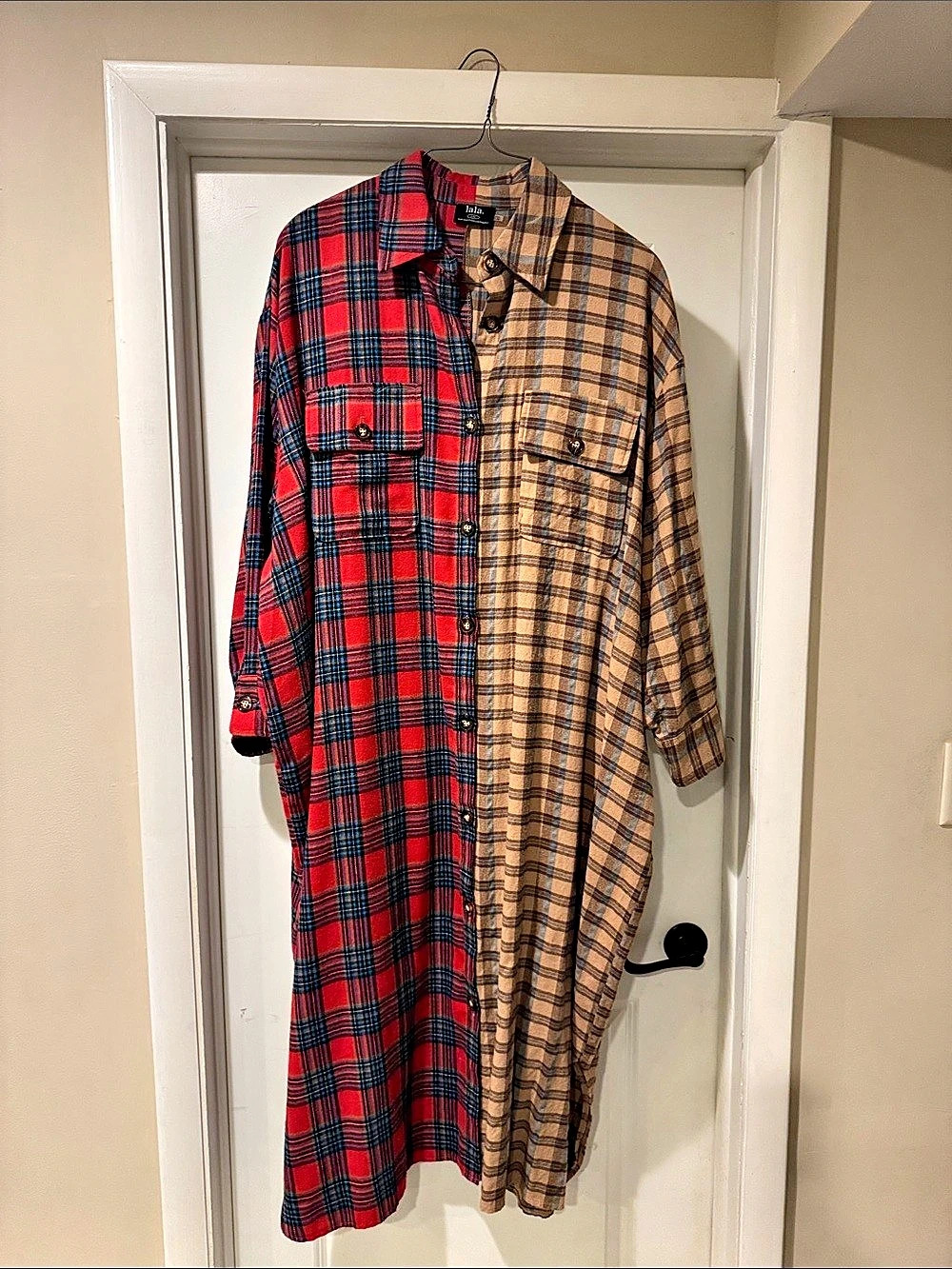 lala. Plaid Color Block Duster/Dress Size L/XL